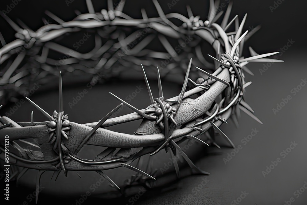 Crown of Thorns resembling Jesus' Crucifixion. Photo generative AI Crown of Thorns resembling Jesus' Crucifixion. Photo generative AI