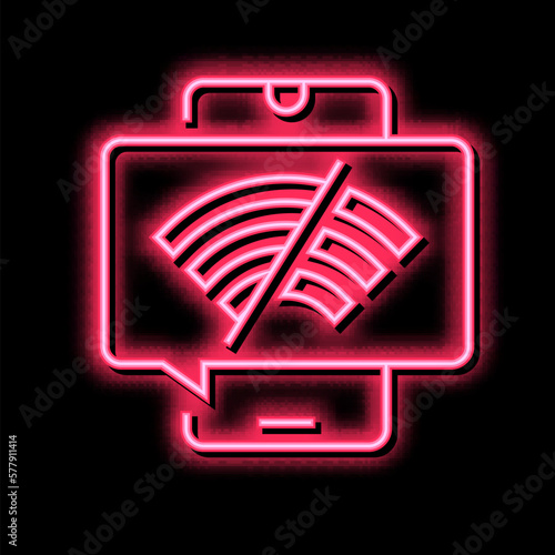 wifi disconnected mobile phone neon glow icon illustration