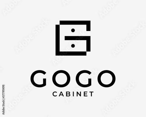 Letter G Initials Monogram Cabinet Furniture Drawer Shelf Rack Living Room Simple Vector Logo Design