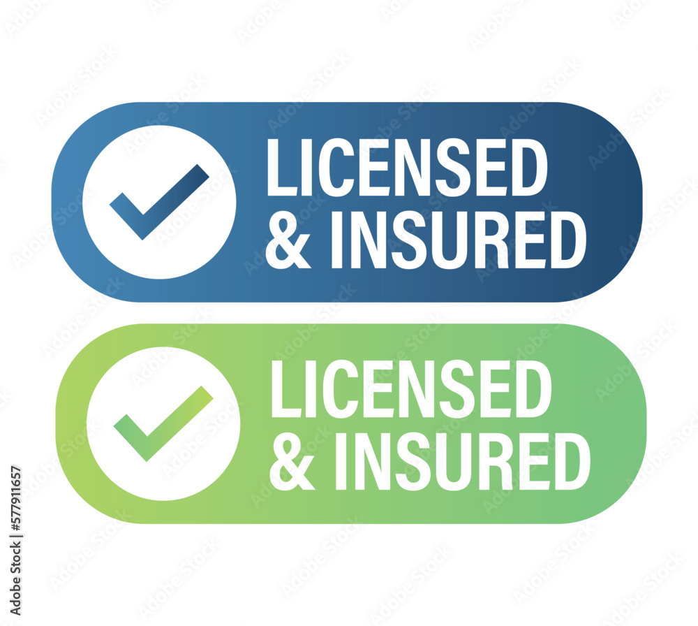 licensed and insured vector icon with tick mark licensed and insured vector icon with tick mark
