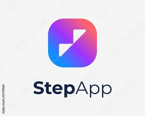 Free Download Step Up Stair Ladder Climb Success Simple Abstract Colorful Vibrant Mobile App Vector Logo Design - GFXLoad