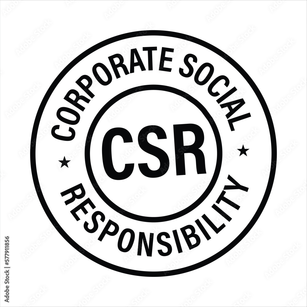 CSR-Corporate Social Responsibility vector icon stamp, black in color