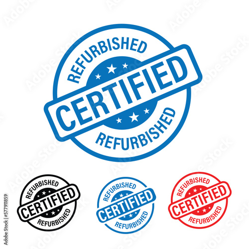 refurbished devices abstract.  certified refurbished vector icon set in various colors