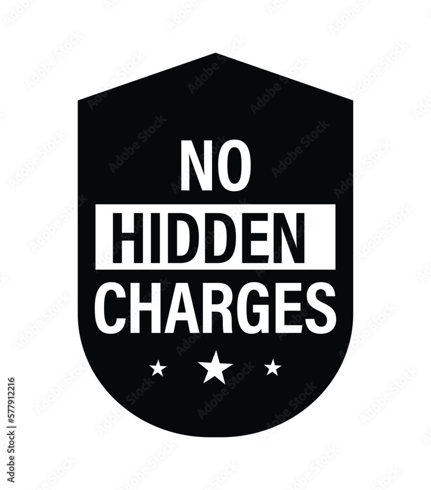 no hidden charges vector icon, black in color