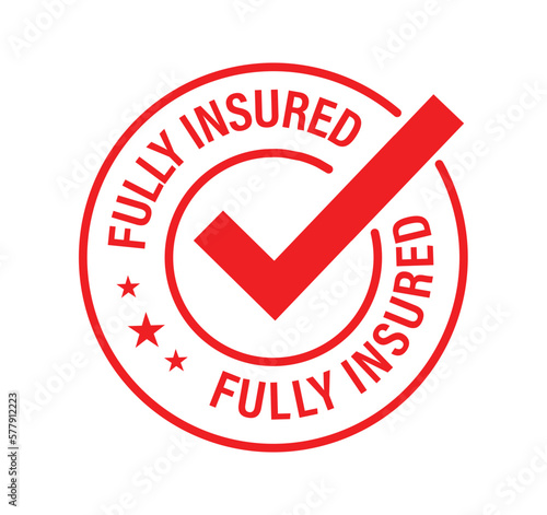 fully insured vector icon, red in color photo