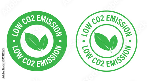 low carbon emission abstract. low co2 emission vector icon with leaf, green in color