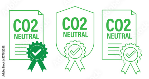 co2, carbon neutral vector icon set , green in color