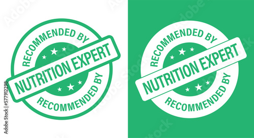 recommended by nutrition expert vector stamp set. green in color
