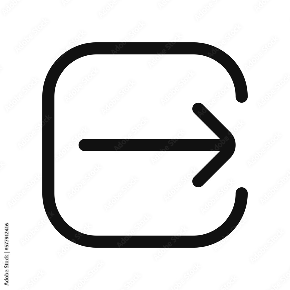 Editable vector logout exit icon. Black, line style, transparent white background. Part of a big icon set family. Perfect for web and app interfaces, presentations, infographics, etc Editable vector logout exit icon. Black, line style, transparent white background. Part of a big icon set family. Perfect for web and app interfaces, presentations, infographics, etc