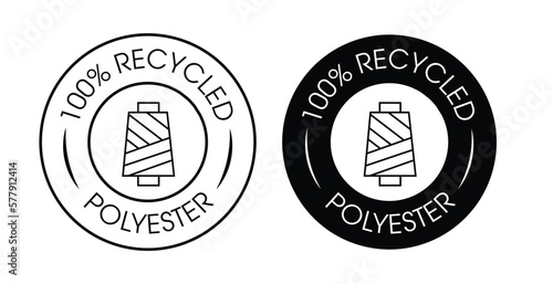 100% recycled polyester vector icon, black in color