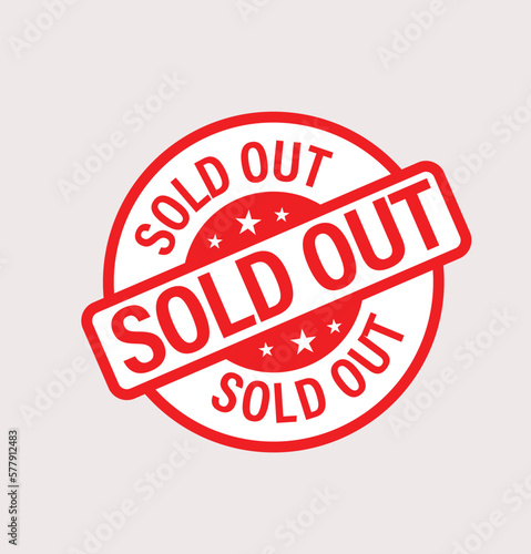 sold out vector icon, red in color