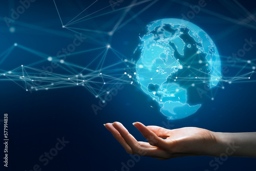 Global communication network concept. Environmental technology. Worldwide business network. Global expansion.
