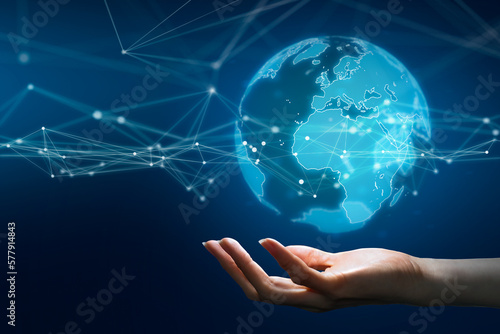 Global communication network concept. Environmental technology. Worldwide business network. Global expansion.