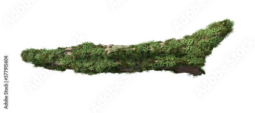 Logs with plants and moss on a transparent background.