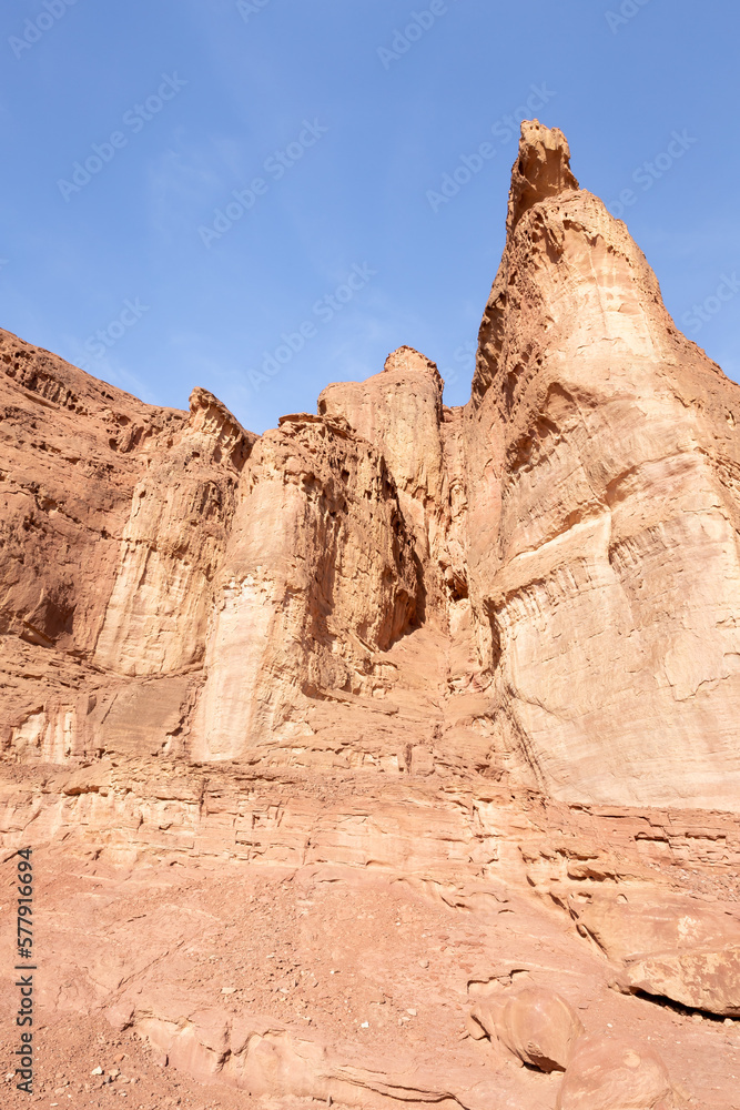Famous  Pillars of King Solomon in the national park Timna, near the city of Eilat, in southern Israel