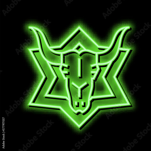 skull astrological neon glow icon illustration