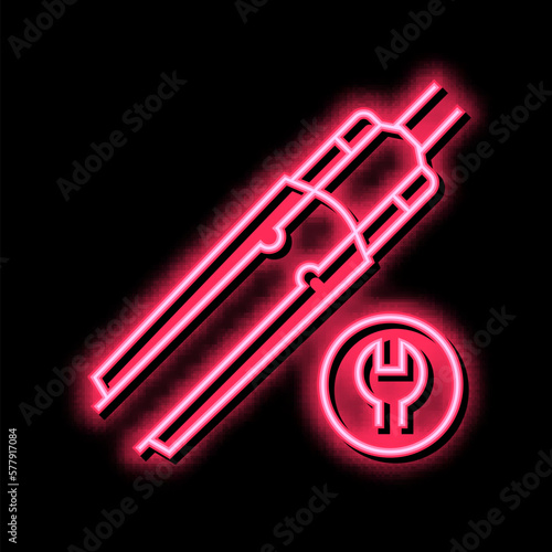 bicycle fork straightening neon glow icon illustration
