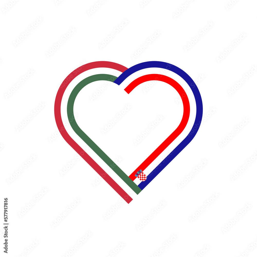 unity concept. heart ribbon icon of hungary and croatia flags. transparent png background unity concept. heart ribbon icon of hungary and croatia flags. transparent png background