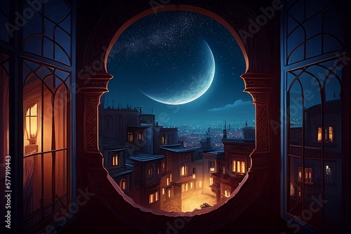 Obraz na plátne city at night Ramdan
