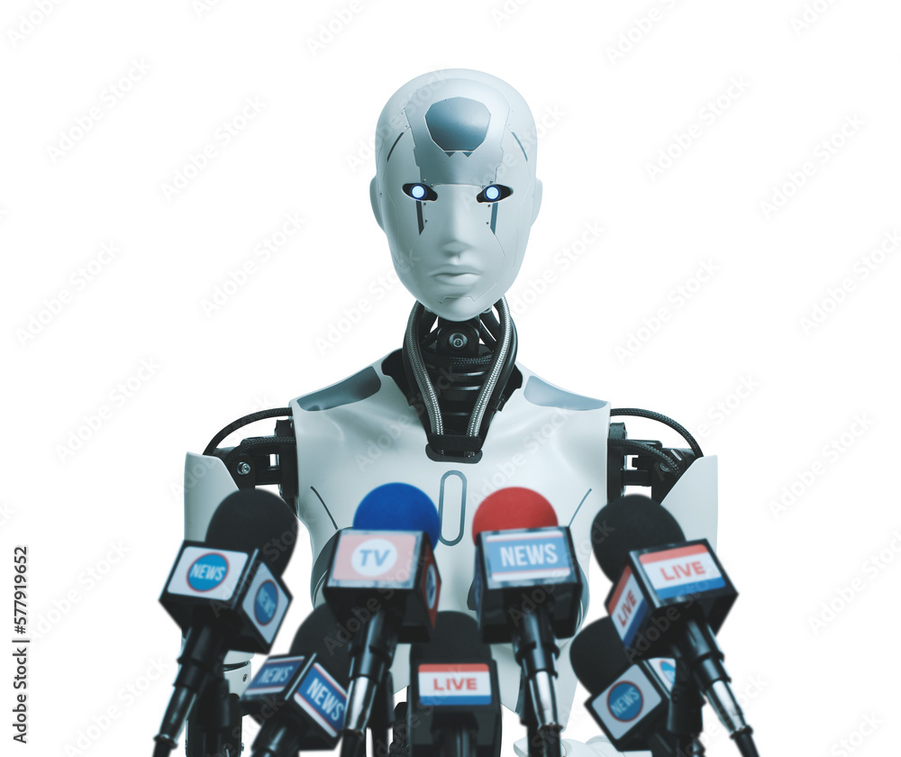 Android AI robot speaking at the press conference Android AI robot speaking at the press conference