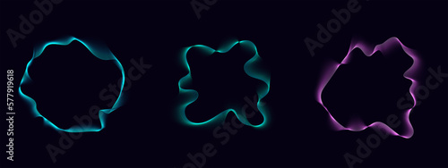 Set of sound futuristic radial waves. Flow of wavy lines music noise. Fluctuation of the frequency of sound pulses in space. Abstract equalizer concept for use in your graphic design. Vector ilustrati