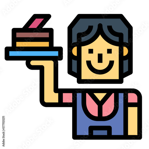 waitress filled outline icon style
