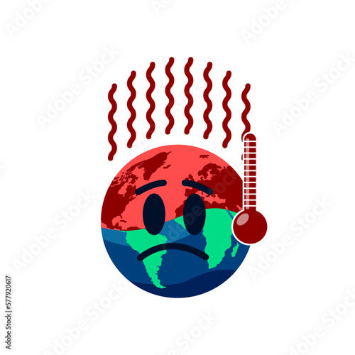 illustration of global warming the earth is getting hot. climate change cartoon. vectors