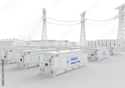 Energy storage system or battery container unit with white industry model for infrastructure development