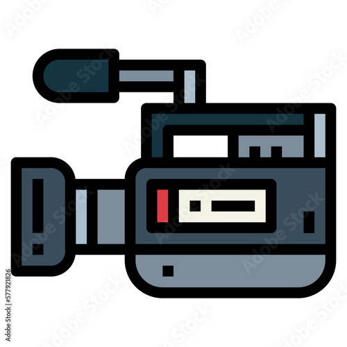 video camera filled outline icon style