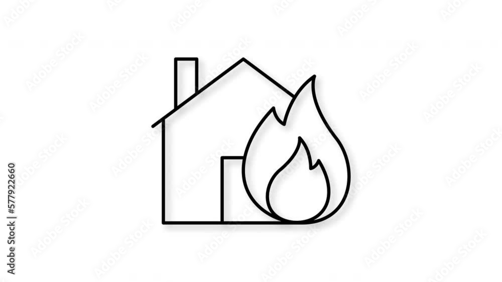 Insured house with fire symbol. icon animation. motion graphics. Insured house with fire symbol. icon animation. motion graphics.