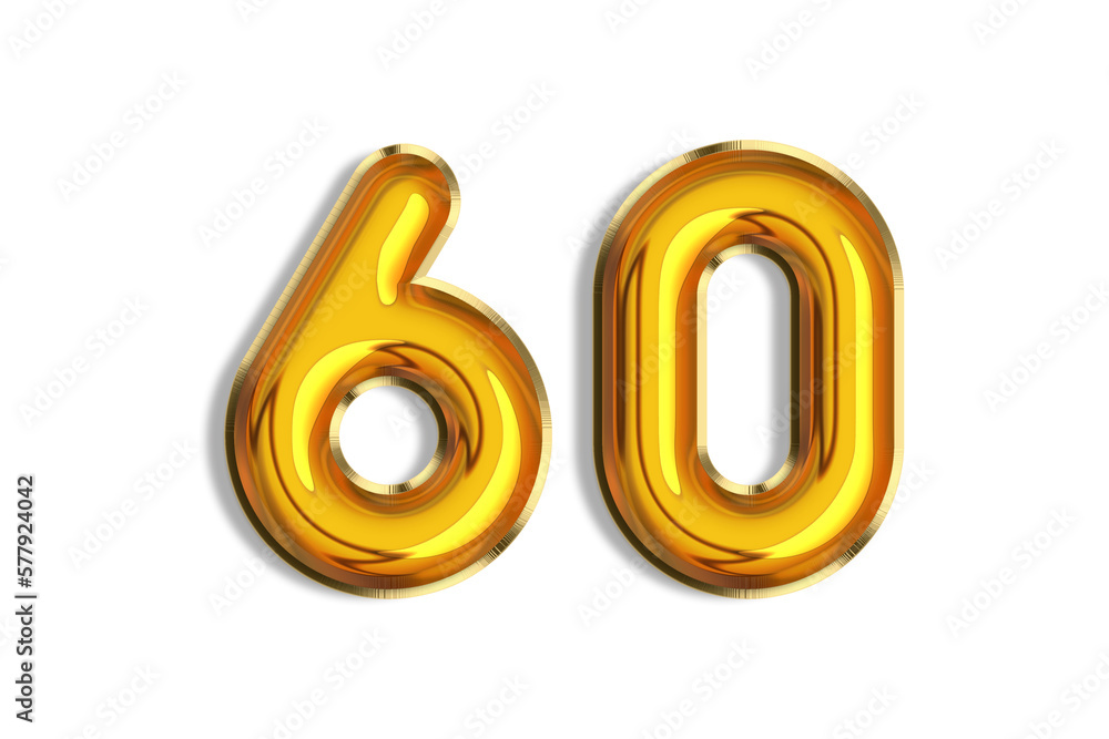 60 years old. Gold balloons, 60th anniversary number, happy birthday congratulations. Illustration of golden realistic 3d symbols. Banner, icons isolated on white background. 60 years old. Gold balloons, 60th anniversary number, happy birthday congratulations. Illustration of golden realistic 3d symbols. Banner, icons isolated on white background.