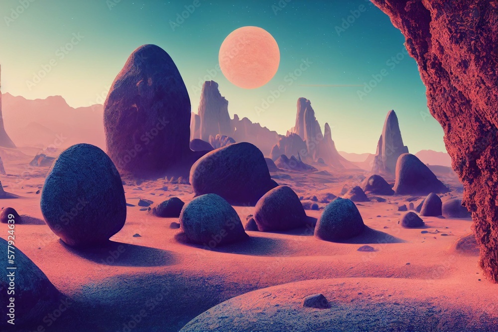 Generative AI illustration of extraterrestrial exploration, an alien ...