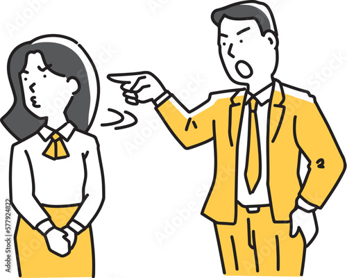 女性に注意する男性