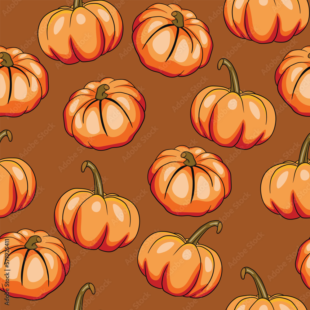 Seamless pattern with halloween pumpkins on color background. Scary and funny faces. Cute Pumpkin or ghost. Vector autumn holidays illustration Seamless pattern with halloween pumpkins on color background. Scary and funny faces. Cute Pumpkin or ghost. Vector autumn holidays illustration