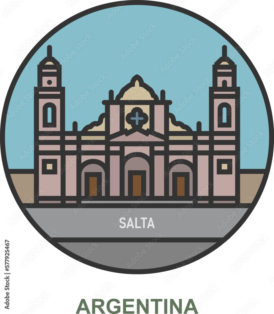 Naklejka premium Salta. Cities and towns in Argentina