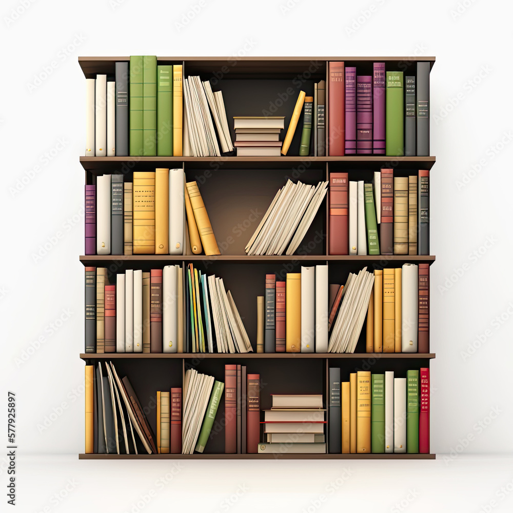 books on bookshelf, Generated AI, Generated, AI books on bookshelf, Generated AI, Generated, AI