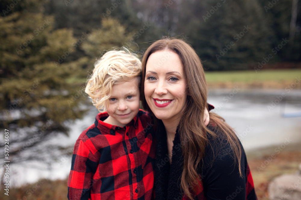 Family in Matching Red Plaid Family in Matching Red Plaid