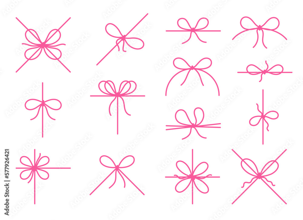 Set of red bows with a ribbon on white background. Decorative holiday decorations for packaging, cards, gifts. Set of red bows with a ribbon on white background. Decorative holiday decorations for packaging, cards, gifts.