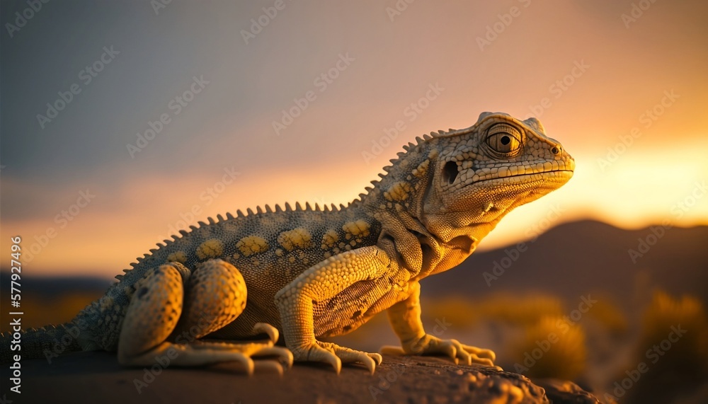 Lizard side view, golden hour