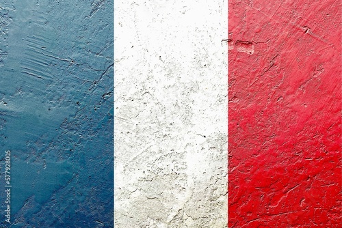 France flag painted on old concrete wall, abstract France politics concept