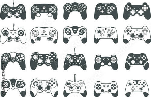 Game controller silhouette, Game Controller SVG, Video games joystick, Joypad SVG, playing device, Game console vector illustration.