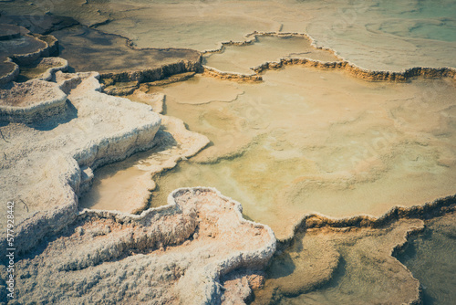 Detal of calcium carbonate in Mammoth Hot Springs photo
