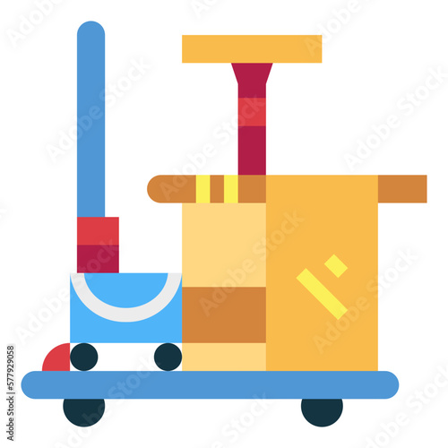 trolly cleaning flat icon style