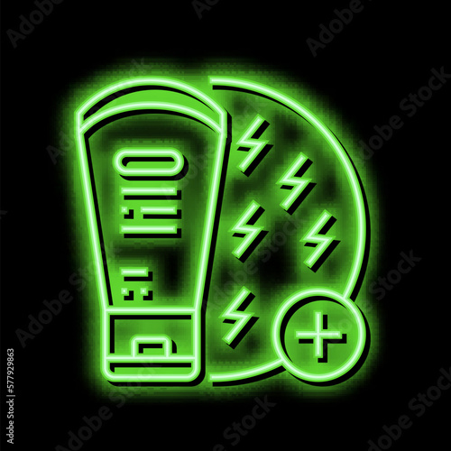 cream controling itching eczema neon glow icon illustration