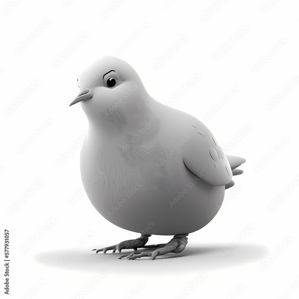 Dove 3D Isolated White. Generative AI Dove 3D Isolated White. Generative AI