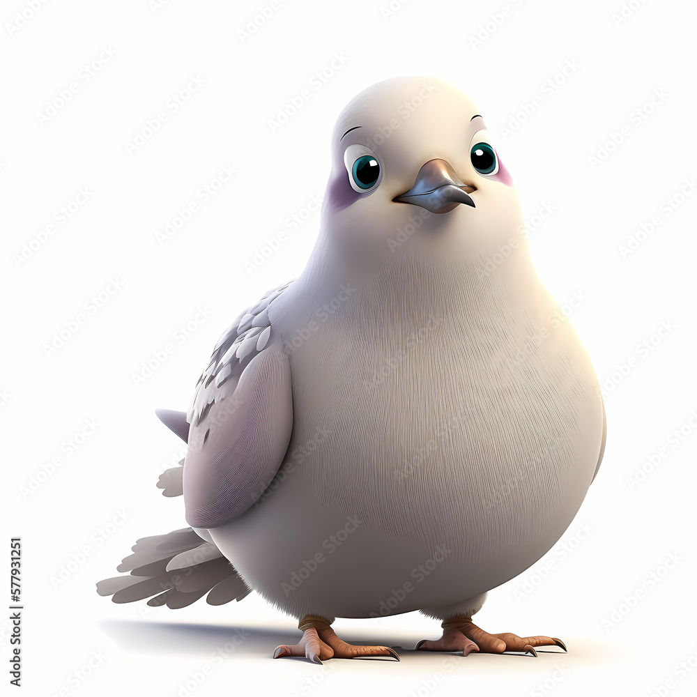 Dove 3D Isolated White. Generative AI Dove 3D Isolated White. Generative AI