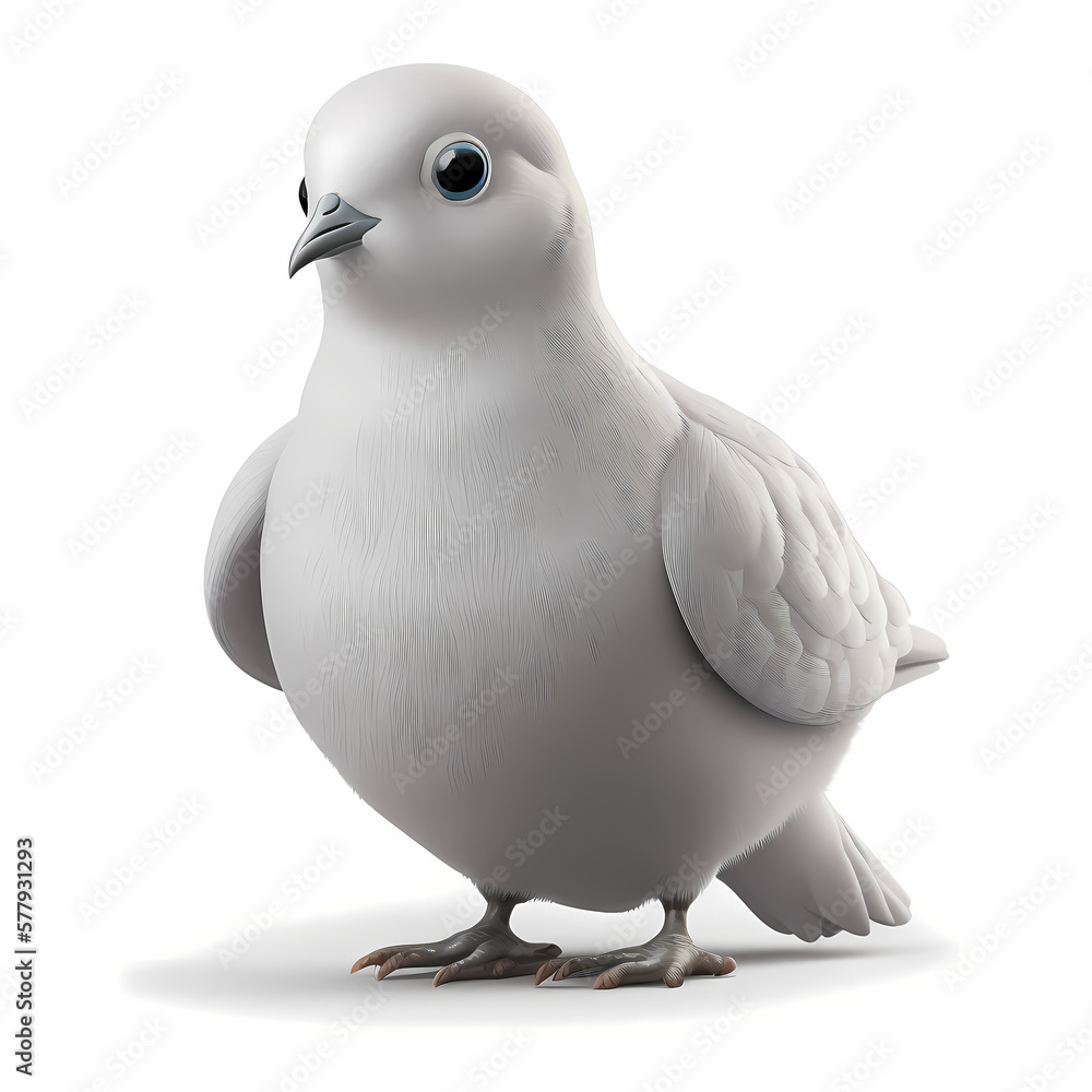 Dove 3D Isolated White. Generative AI Dove 3D Isolated White. Generative AI