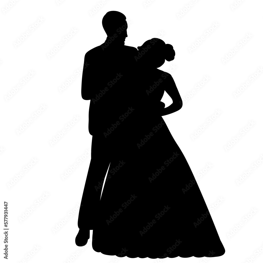 silhouette man and woman on white background isolated