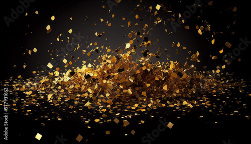 Golden glitter particles effect luxury background, Generative AI