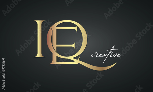 luxury letters IEQ golden logo icon premium monogram, creative royal logo design photo